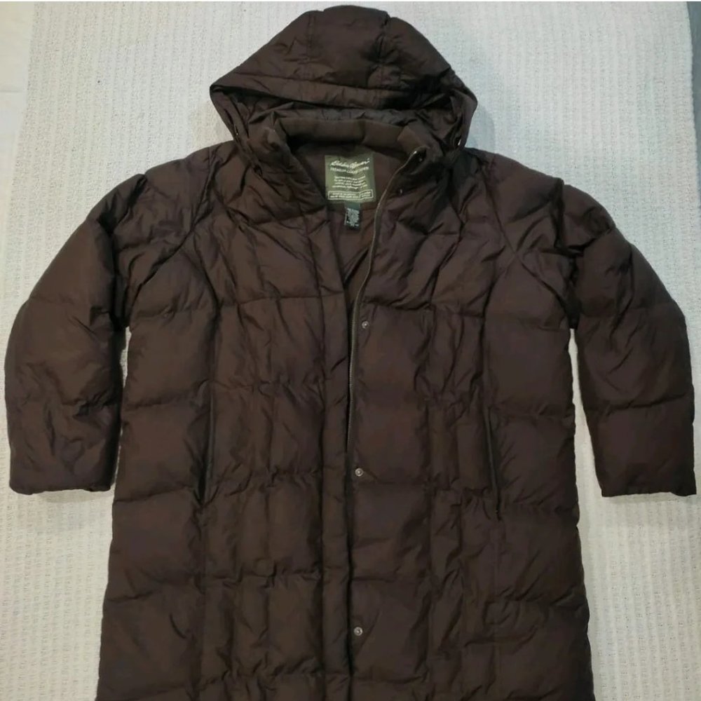 Eddie Bauer Premium Goose Down Mid Length Puffer Jacket Coat w/ Hood Womens 3XL